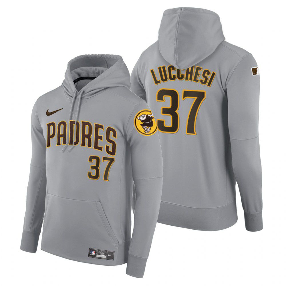 Men Pittsburgh Pirates #37 Lucchesi gray road hoodie 2021 MLB Nike Jerseys